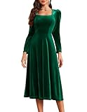 Berylove Umstandskleid Festlich Lange Abendkleider Mit Ärmel Cocktailkleid Damen Langarm Damen Kleid Winter Elegant Kleid Festlich Damen Lang Kleid Empire Stil BLSR001 DarkGreen M