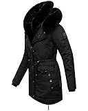 Navahoo Damen Warmer Winterparka mit doppelter Kunstpelz-Kapuze Sweety Deluxe Black Gr. M