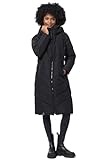 Navahoo Damen Winterjacke lang Stepp Winter Jacke gesteppt Kapuze B982 [B982-Sahnekatz-Schwarz-Gr.L]