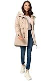 Navahoo Damen Winterjacke mit Teddyfell Winter Jacke warm gefüttert B991 [B991-Ireliaa-Beige-Gr.M]