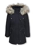 ONLY Mädchen Kogiris Fur Otw Noos Parka, Night Sky/Detail:fur Light Grey, 152 EU