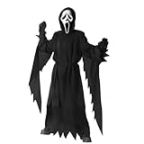 HBWHNIU Scream Ghost Face Kostüm, Halloween Screaming Ghost Kostüm für Erwachsene, mit Gewand Skelett Maske Handschuhe Gürtel, Scream Costume für Halloween, Karneval, Mottoparty (L)