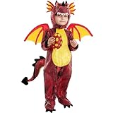 Spooktacular Creations Child Dragon Costume for Halloween Trick or Treating Dinosaur Dress-up Pretend Play, Red