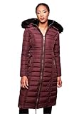 Navahoo Damen Wintermantel Mantel Steppmantel Winter Jacke lang Stepp warm Teddyfell B670 [B670-Uma-Weinrot-Gr.M]