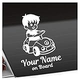 Kiwistar - Babyaufkleber - Weiß - Junge Auto Sticker - mit Wunschtext individuell personalisiert + on Board 15cm - für Auto, Motorrad, Fahrrad, Tuning