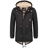 ALESSANDRO SALVARINI Winterjacke Herren Jacke Herren Winter Mann - 100% Baumwolle Teddyfell Fell Gefüttert Warm Kuschelig, Wind Schutz - Schwarz XL