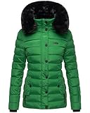 Navahoo Damen warme Winter Steppjacke mit Abnehmbarer Kunstfell-Kapuze Milianaa Smaragd Green Gr. M