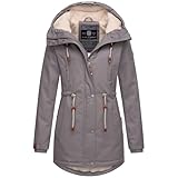 Navahoo Damen Winterjacke mit Teddyfell Winter Jacke warm gefüttert B991 [B991-Ireliaa-Grey-Gr.XL]