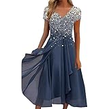 Damen Kleider Spitzenkleid Chiffon Cocktailkleid Festliches Ballkleid Brautjungfernkleider Für Hochzeit Midi Abendkleider