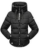 Navahoo Damen Steppjacke Winterjacke Stehkragen gefüttert B930 [B930-Amay-Schwarz-Gr.M]