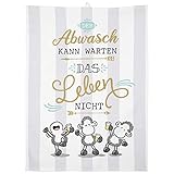 Sheepworld Geschirrtuch Motiv Abwasch | Baumwolle, 60 cm x 45 cm, farbiger Motivdruck | Geschenk, Küche, Kochen, Grillen | 47095