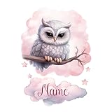 GRAZDesign Wandtattoo Eule mit Namen personalisiert für Babyzimmer Kinderzimmer für Mädchen über Bettchen - 42x30cm