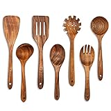 Holzlöffel zum Kochen, 7-teilig, Holzutensilien zum Kochen, Küchenhelfer-Set, Holz-Kochutensilien, Holzspatel zum Kochen