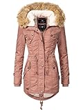 Navahoo Damen Wintermantel Warmer Parka lang mit Kapuze La Viva Terracotta Gr. XL