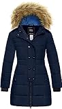 ZSHOW Mädchen Winter Warm Puffer Mantel Wasserabweisend Outdoor Jacke Baumwolle Gepolsterte Jacken Kunstpelz Kapuzenmäntel Dunkelblau 158-164