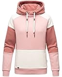 Navahoo Damen Sweatjacke Colorblock Hoodie Langarm Kapuzenpullover [B910-Babykaetz.-Puder-Rosa-Gr.M]