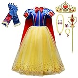 Lito Angels Prinzessin Schneewittchen Kleid Kostüm Verkleidung mit Umhang und Zubehör für Kinder Mädchen, Größe 6-7 Jahre 122, Stil C