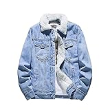 Graceyo Herren Gefüttert Jeansjacke Winterjacke Jacke Parka Warm Fleecemantel Funktionsjacke Wintermantel Kurz Teddy Fleece Outdoor Puffer Jeans Jacket