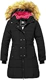 ZSHOW Mädchen Winter Warm Puffer Mantel Wasserabweisend Outdoor Jacke Baumwolle Gepolsterte Jacken Kunstpelz Kapuzenmäntel Schwarz 146-152