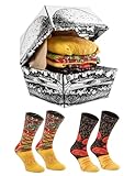 Rainbow Socks - Hamburger Box Socks - Damen Herren Lustige Cheeseburger Socken in Box - Novelty Geschenk Socken für Burger- und Fast-Food-Liebhaber - 2 Paar - Größen EU 41-46